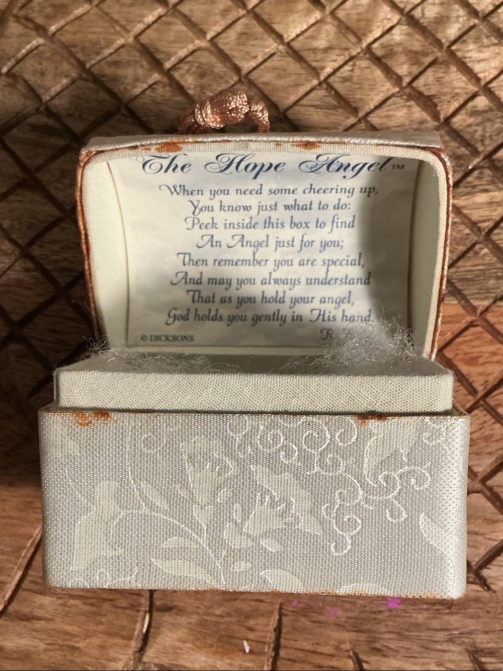 Vintage The Hope Angel Trinket Box - Cream & Gold (box only) Spiritual Saying
